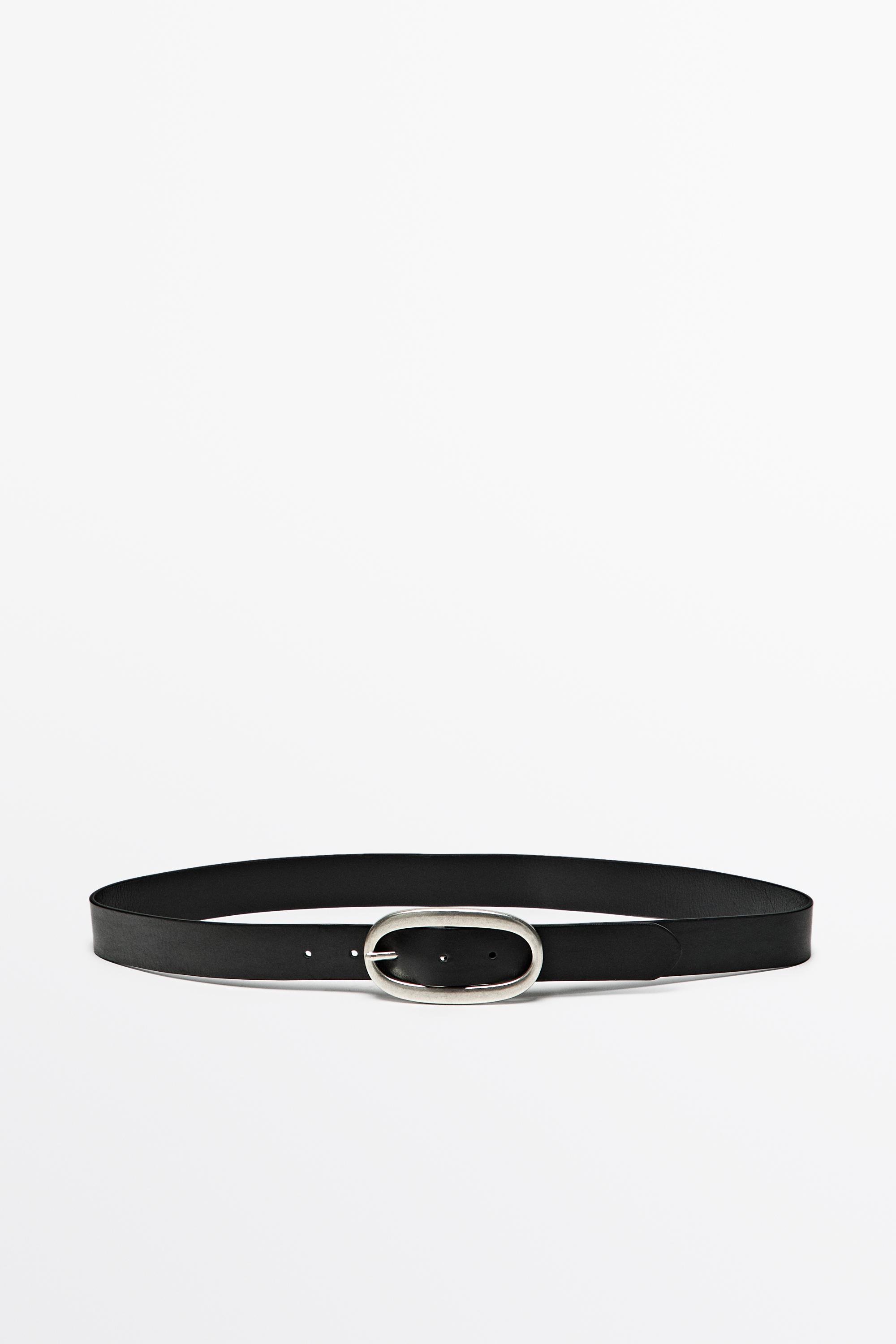 Ceinture boucle ovale en cuir nappa
